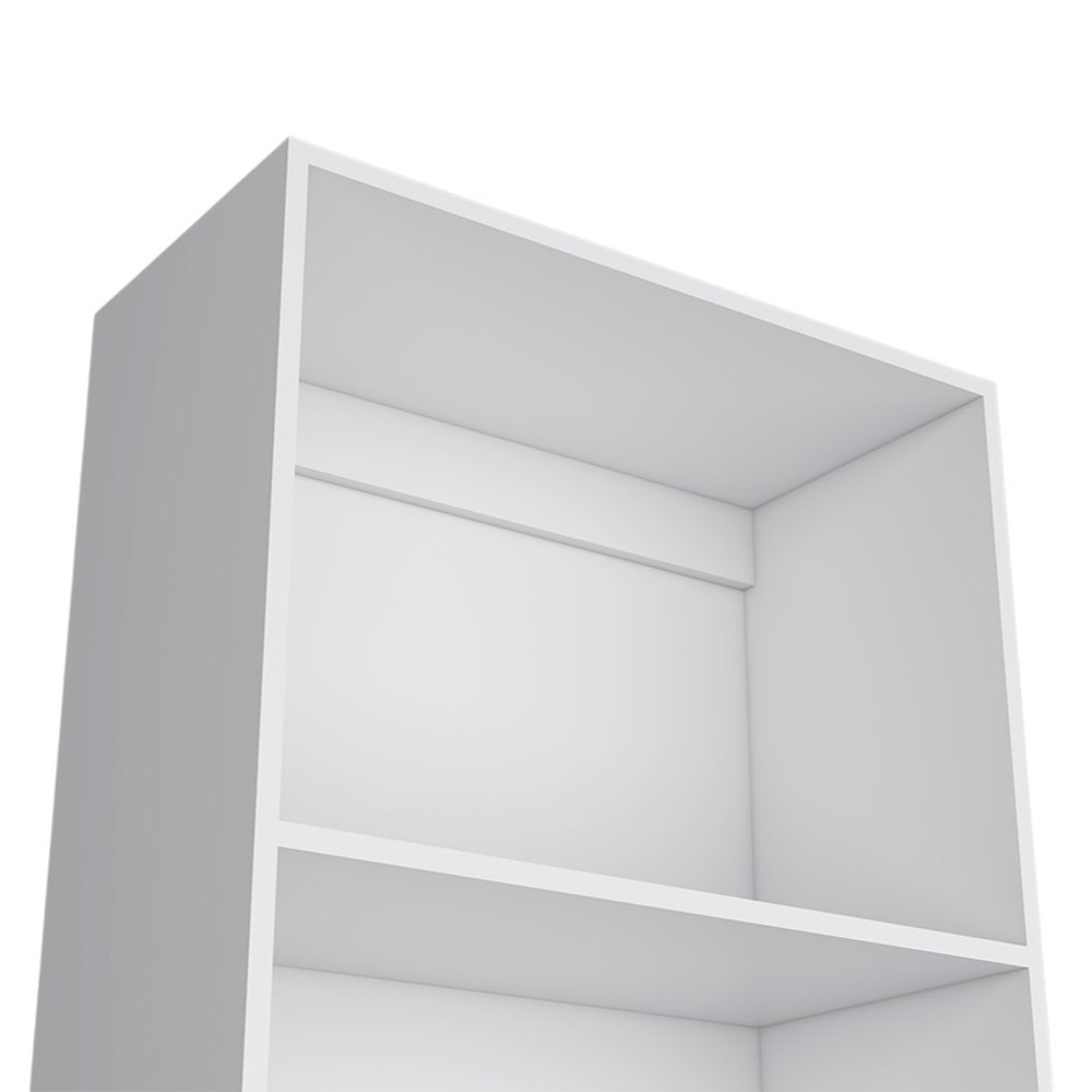 71" White Wood Four Tier Bookcase