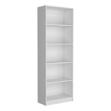 71" White Wood Five Tier Bookcase