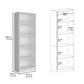 71" White Wood Five Tier Bookcase