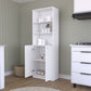 71" White Wood Three Tier Bookcase with Two Doors