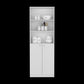 71" White Wood Three Tier Bookcase with Two Doors