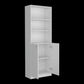 71" White Wood Three Tier Bookcase with Two Doors