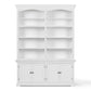 65" White Solid Wood Frame Dining Hutch With Fourteen Shelves