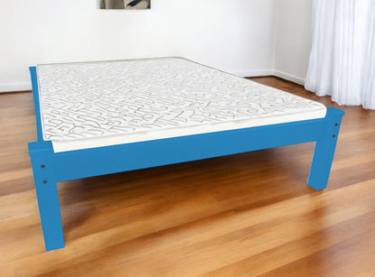 Caribbean Blue Solid Wood Twin Bed Frame