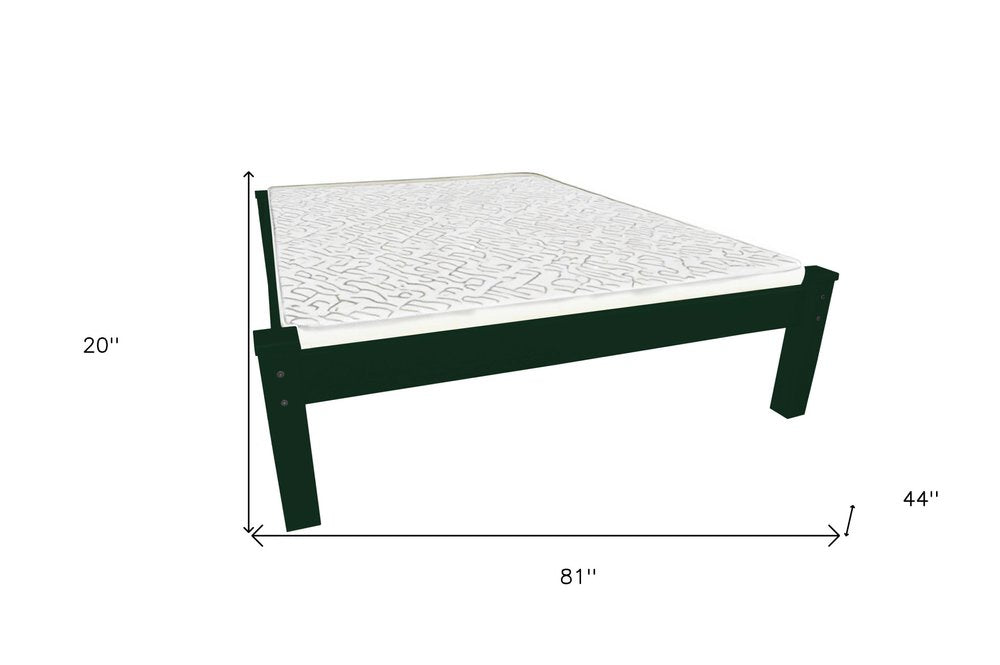 Dark Green Solid Wood Twin Bed Frame