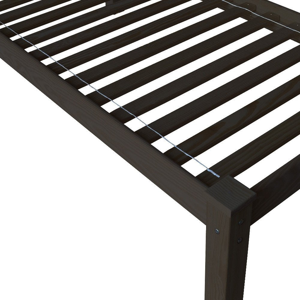 Dark Brown Solid Wood Twin Bed Frame