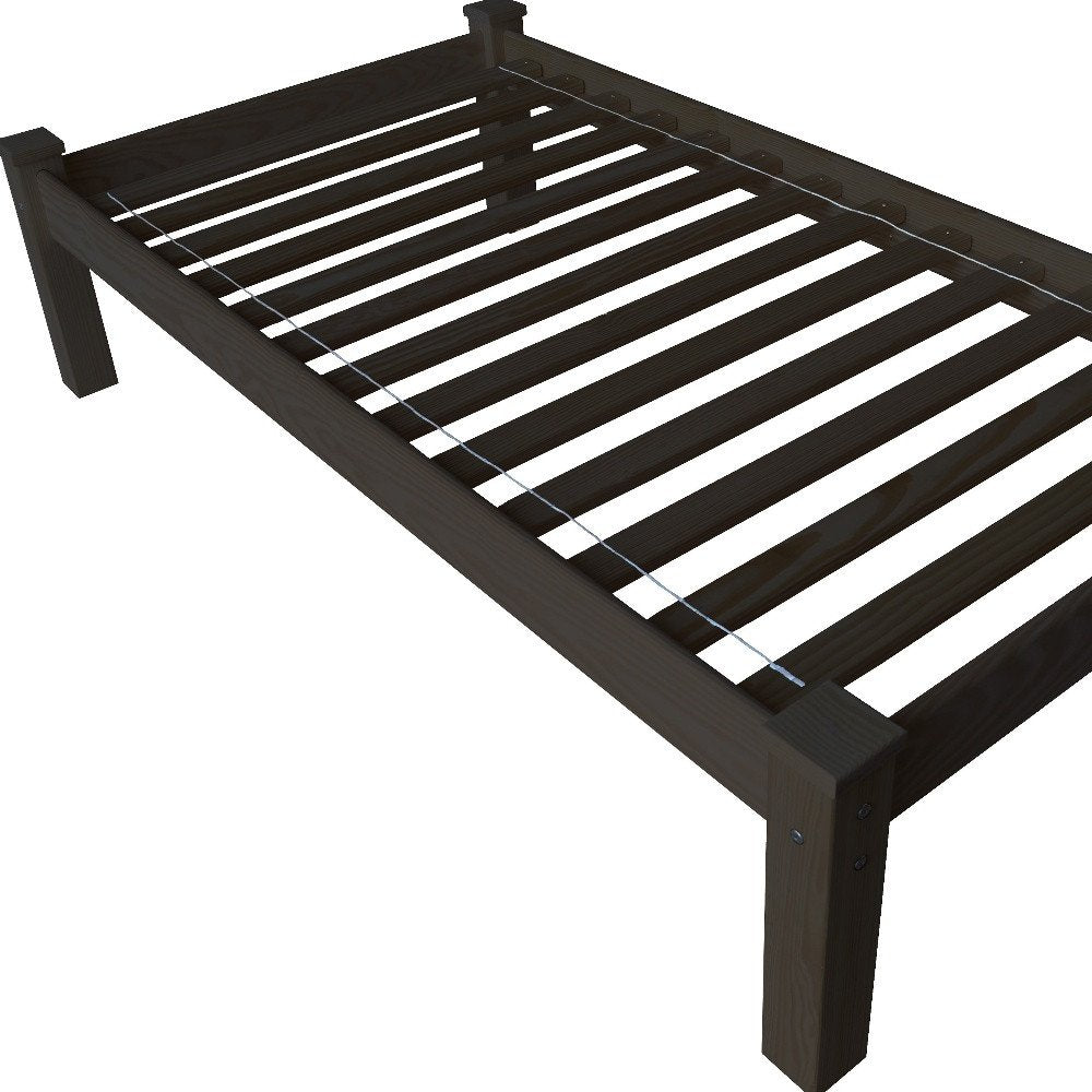 Dark Brown Solid Wood Twin Bed Frame