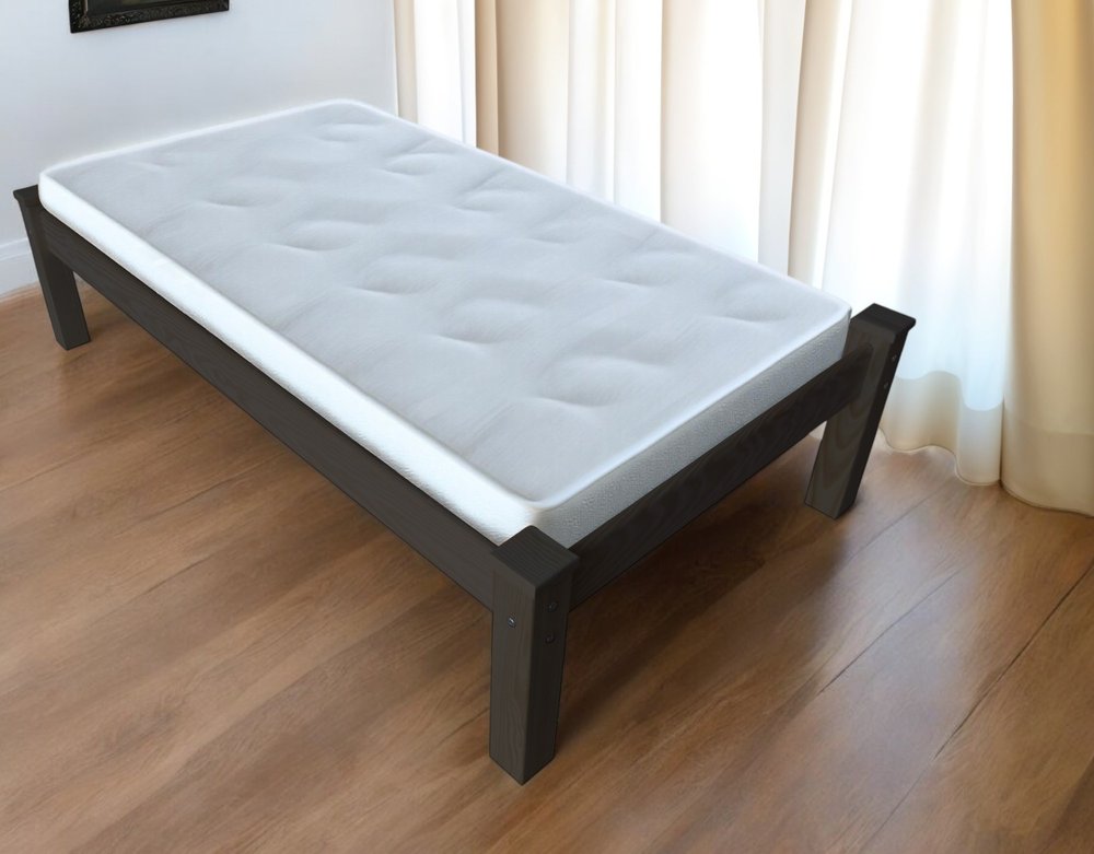 Dark Brown Solid Wood Twin Bed Frame