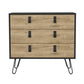 32" Natural and Black Three Drawer Dresser