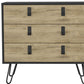 32" Natural and Black Three Drawer Dresser