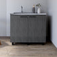35" X 39" Dark Gray And Silver Stainless Steel and Wood Utility Cabinet With Sink