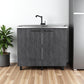 35" X 39" Dark Gray And Silver Stainless Steel and Wood Utility Cabinet With Sink
