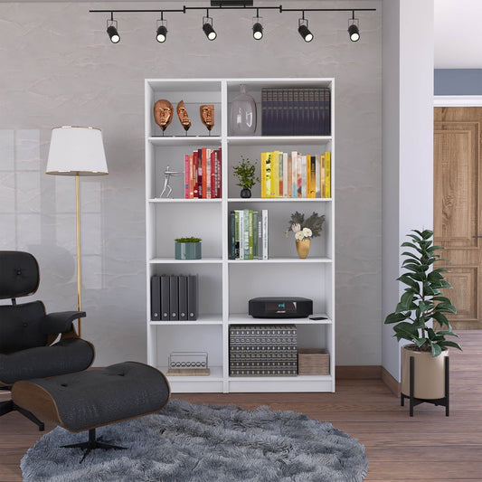 Set of Two White Wood Five Tier Modular Bookcase