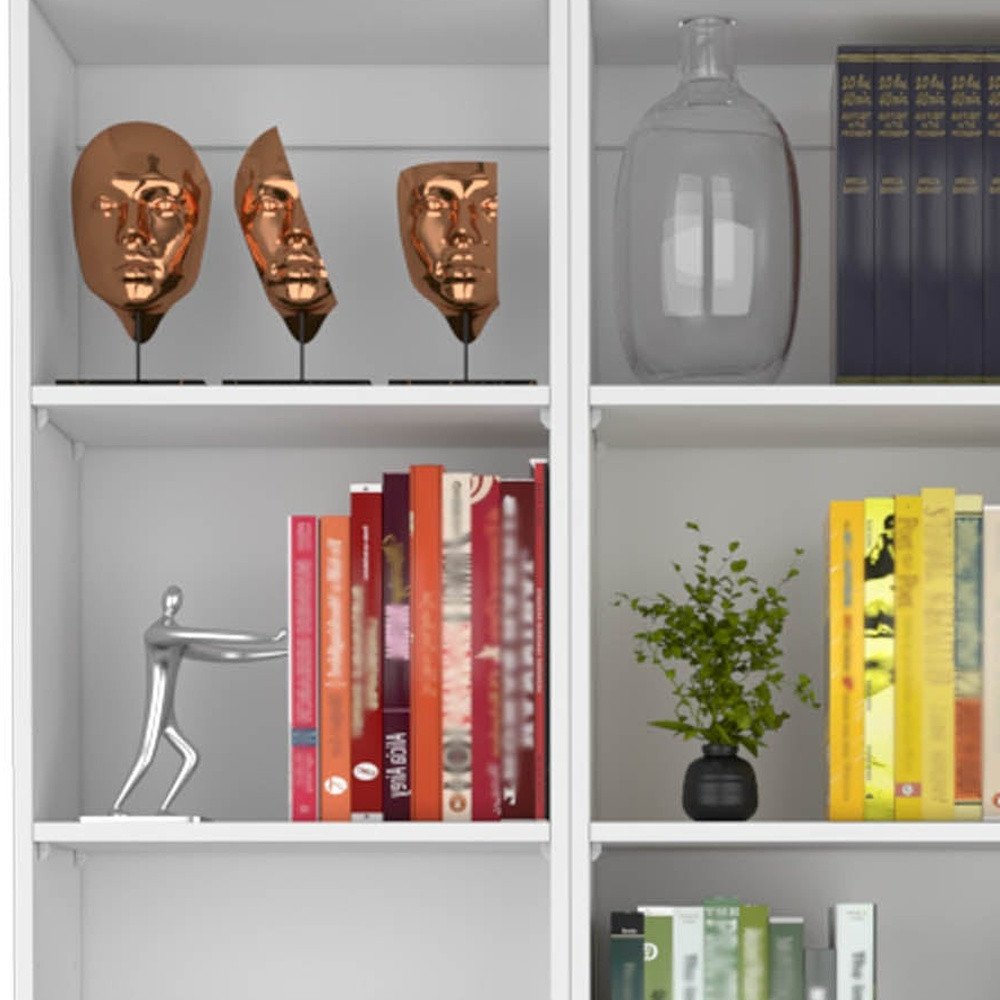 Set of Two White Wood Five Tier Modular Bookcase