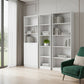 Set of Three White Wood Five Tier Modular Bookcase with Two Doors