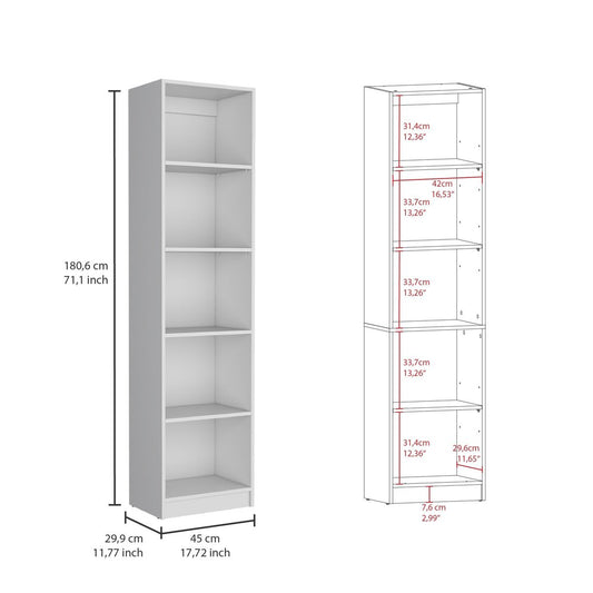 Set of Three White Wood Five Tier Modular Bookcase