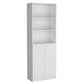 Set of Three White Wood Five Tier Modular Bookcase with Two Doors