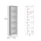 Set of Three White Wood Five Tier Modular Bookcase with Two Doors
