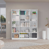 Set of Three White Wood Five Tier Modular Bookcase