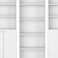 Set of Three White Wood Five Tier Modular Bookcase with Four Doors
