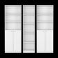 Set of Three White Wood Five Tier Modular Bookcase with Four Doors