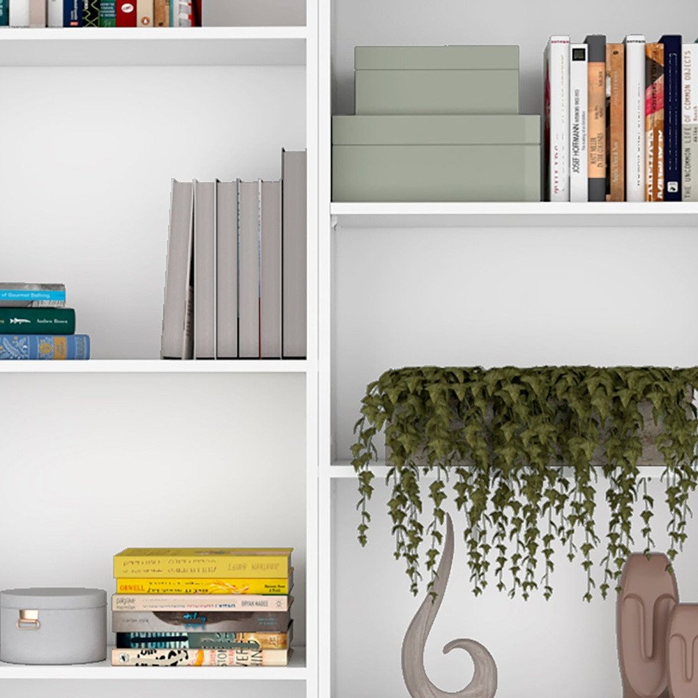 Set of Two White Wood Nine Tier Modular Bookcase