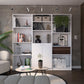 Set of Three White Wood Twelve Tier Modular Bookcase with Two Doors