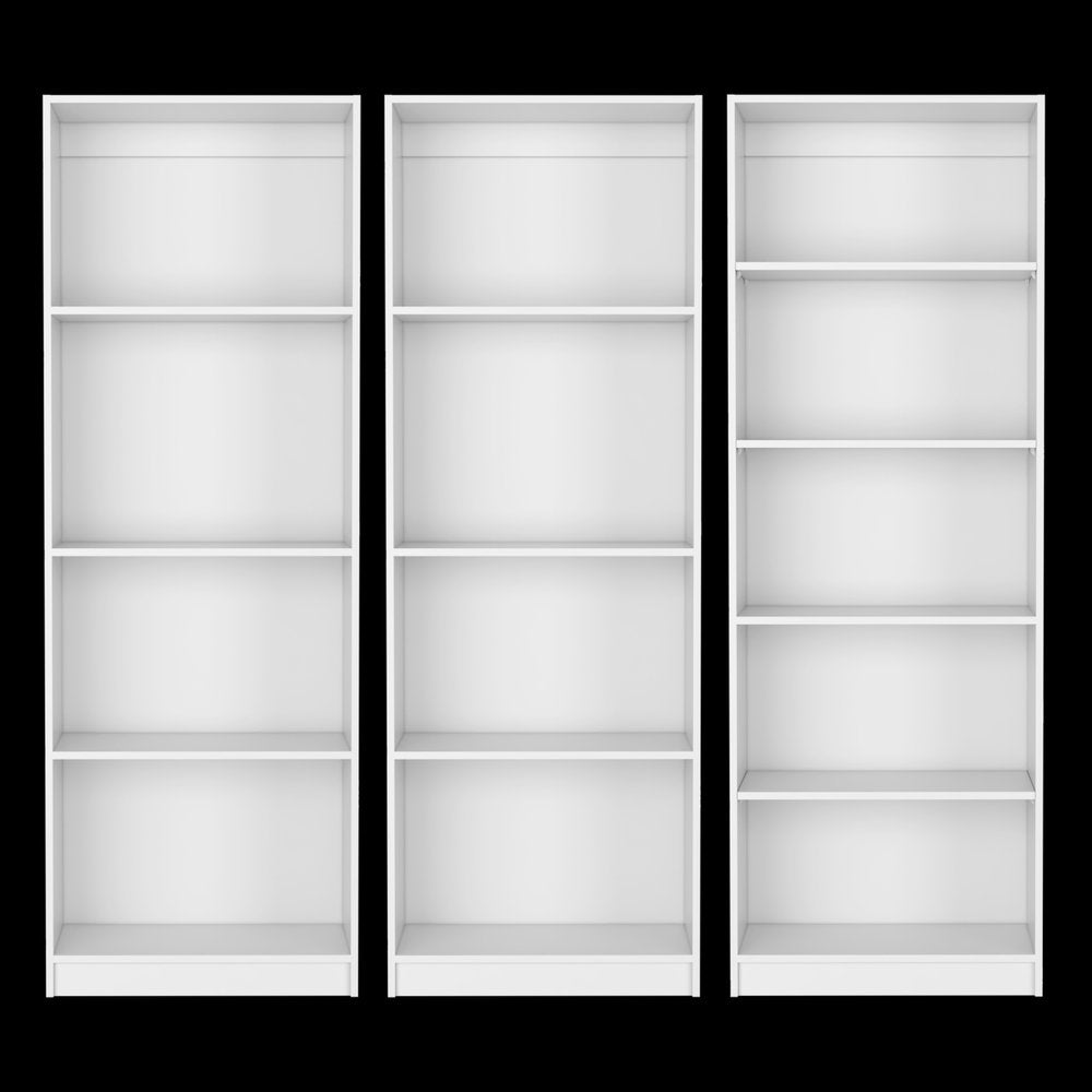Set of Three White Wood Thirteen Tier Modular Bookcase