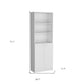 Set of Three White Wood Eleven Tier Modular Bookcase with Two Doors