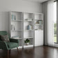 Set of Three White Wood Eleven Tier Modular Bookcase with Two Doors