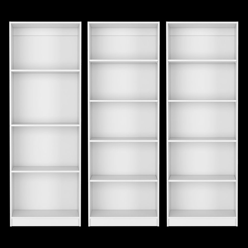 Set of Three White Wood Fourteen Tier Modular Bookcase