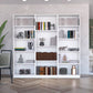 Set of Three White Wood Fourteen Tier Modular Bookcase