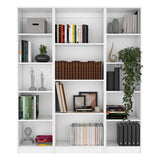 Set of Three White Wood Fourteen Tier Modular Bookcase