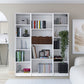 Set of Three White Wood Fourteen Tier Modular Bookcase