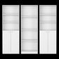 Set of Three White Wood Ten Tier Modular Bookcase with Four Doors