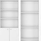 Set of Three White Wood Ten Tier Modular Bookcase with Four Doors