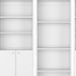 Set of Three White Wood Ten Tier Modular Bookcase with Four Doors