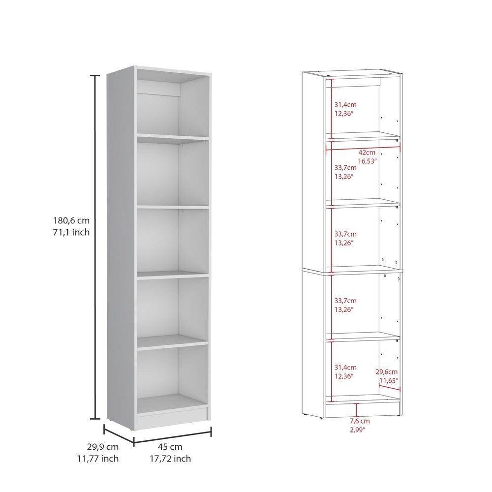 Set of Four White Wood Seventeen Tier Modular Bookcase with Two Doors