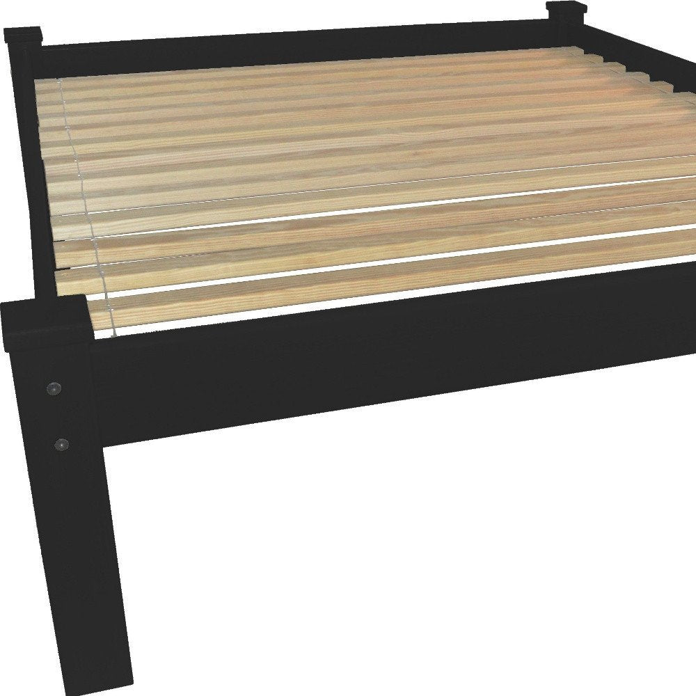 Black Solid Wood Full Bed Frame