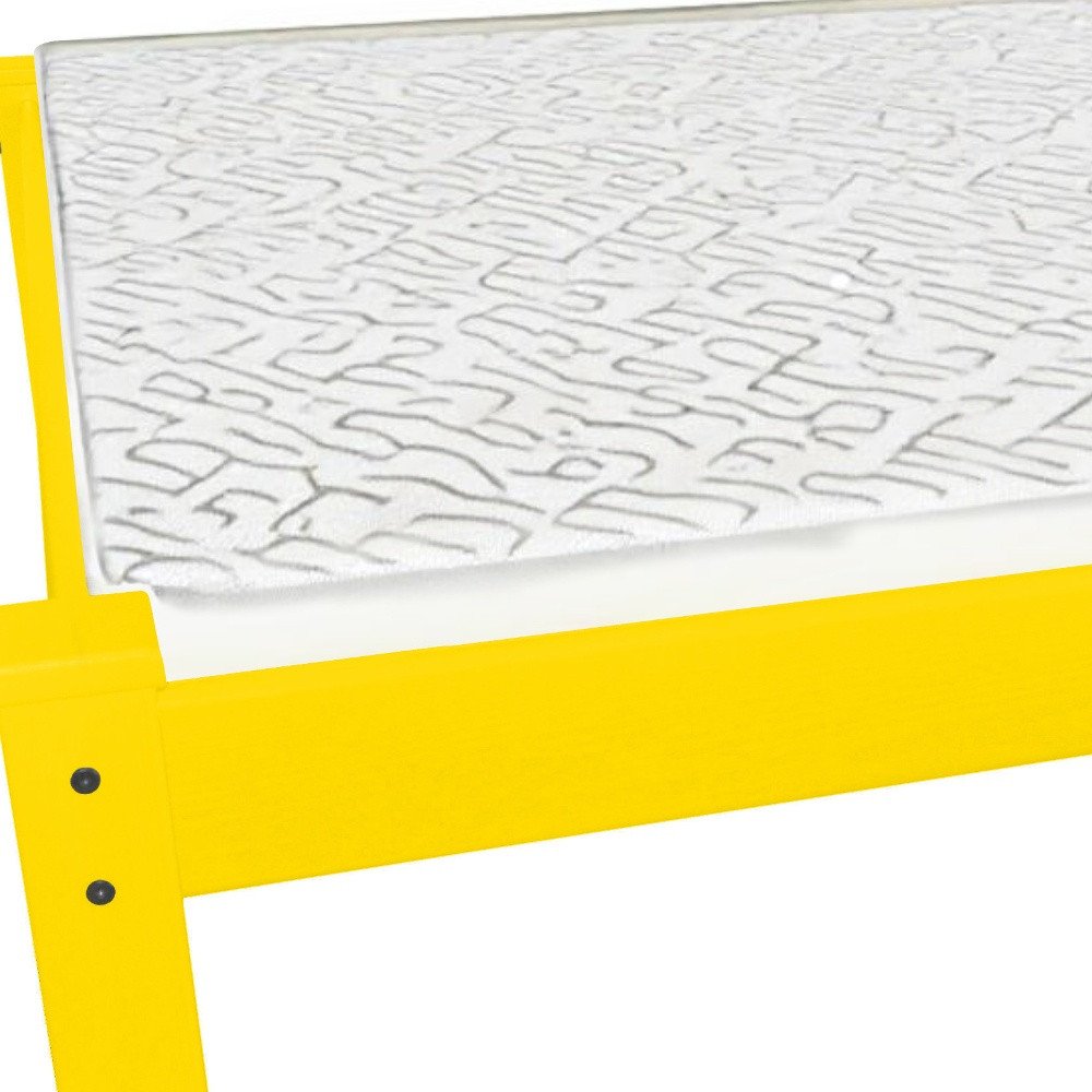 Canary Yellow Solid Wood Full Bed Frame