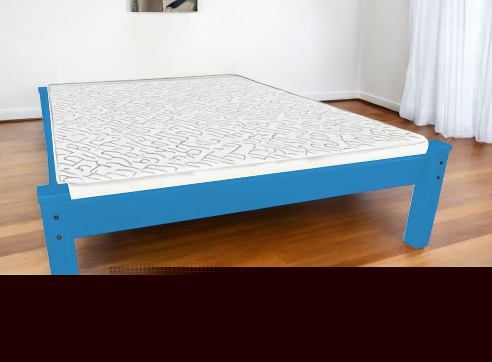Caribbean Blue Solid Wood Full Bed Frame