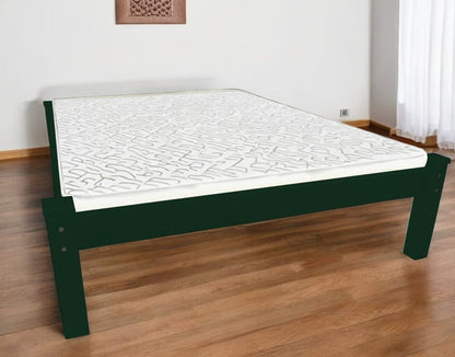 Dark Green Solid Wood Full Bed Frame