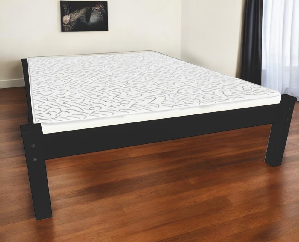Black Solid Wood Queen Bed Frame