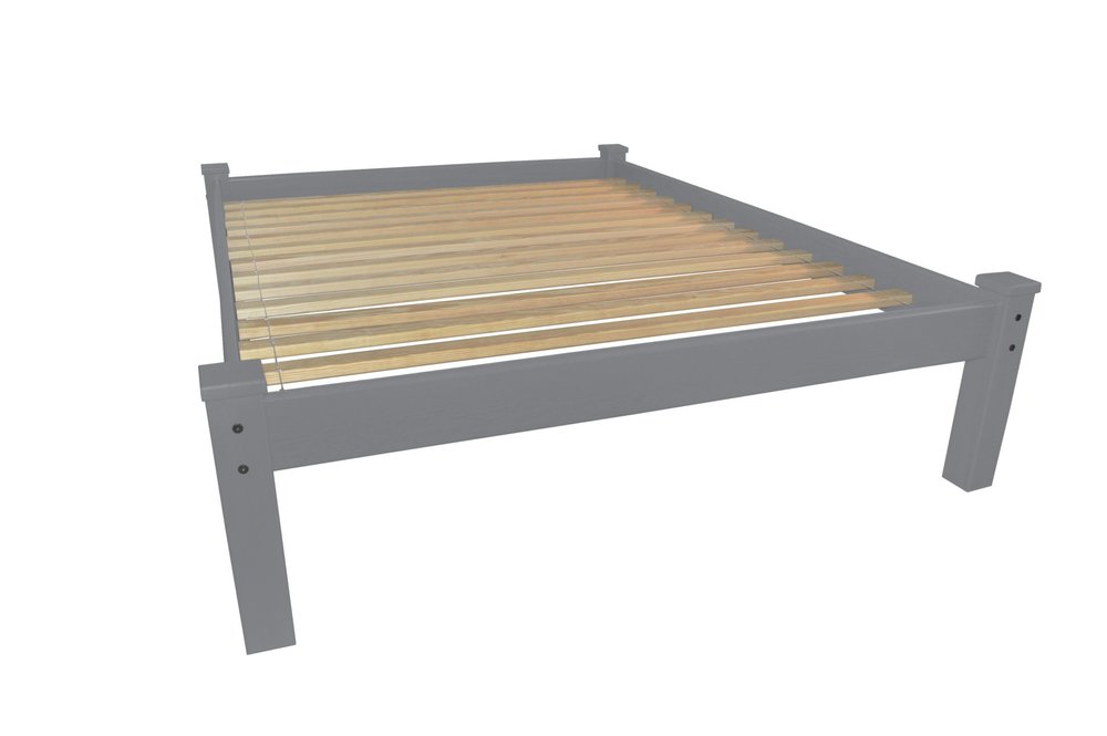 Gray Solid Wood Queen Bed Frame