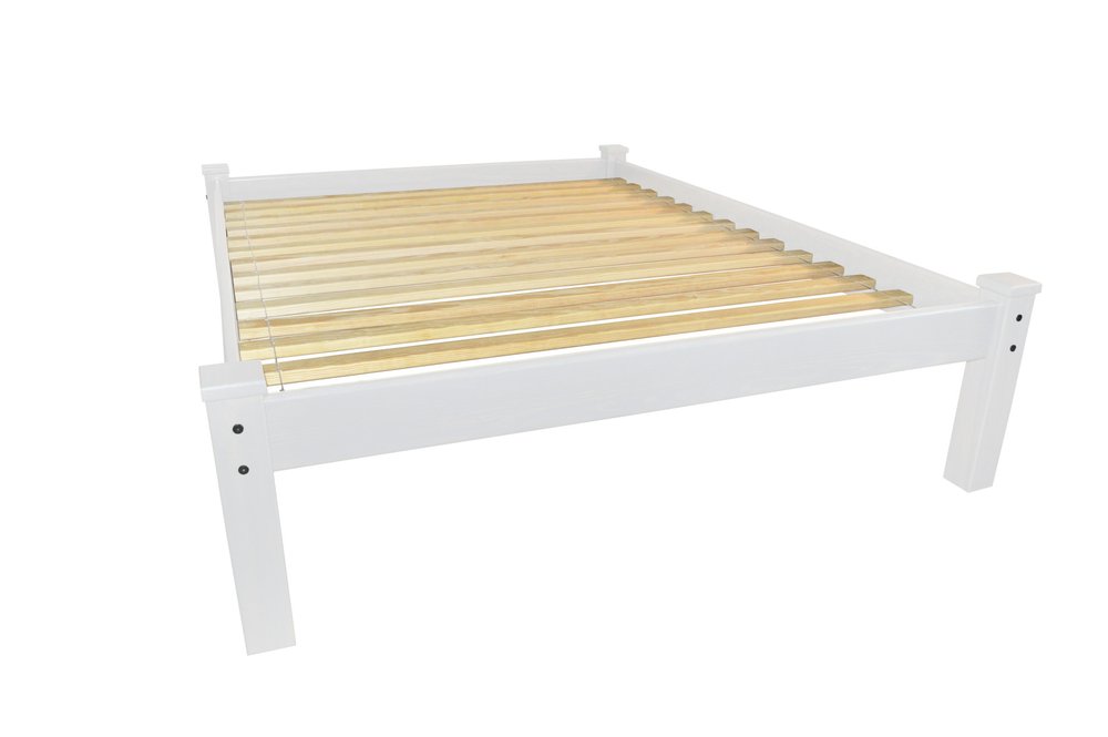 White Solid Wood Queen Bed Frame