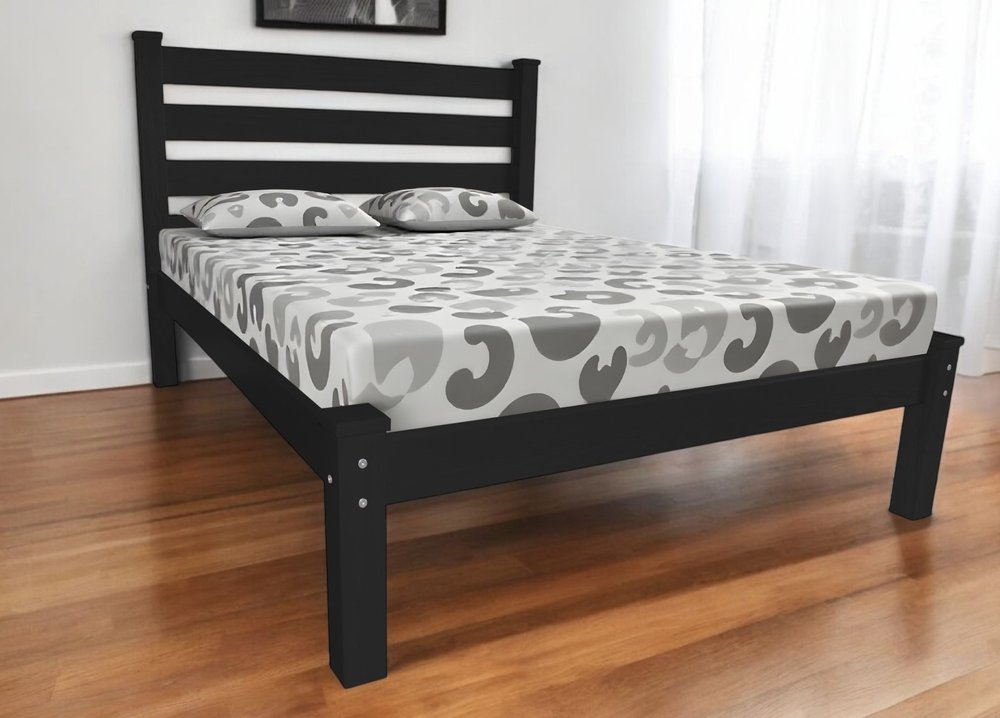 Black Solid Wood Twin Bed Frame
