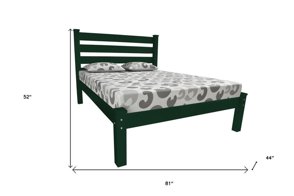 Dark Green Solid Wood Twin Bed Frame