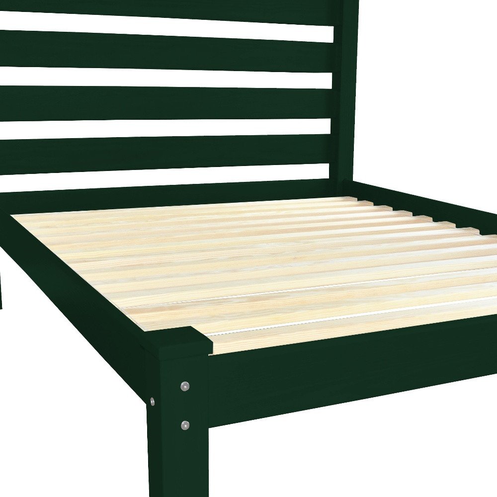 Dark Green Solid Wood Twin Bed Frame