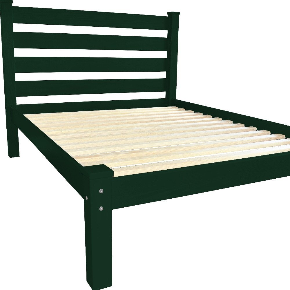 Dark Green Solid Wood Twin Bed Frame