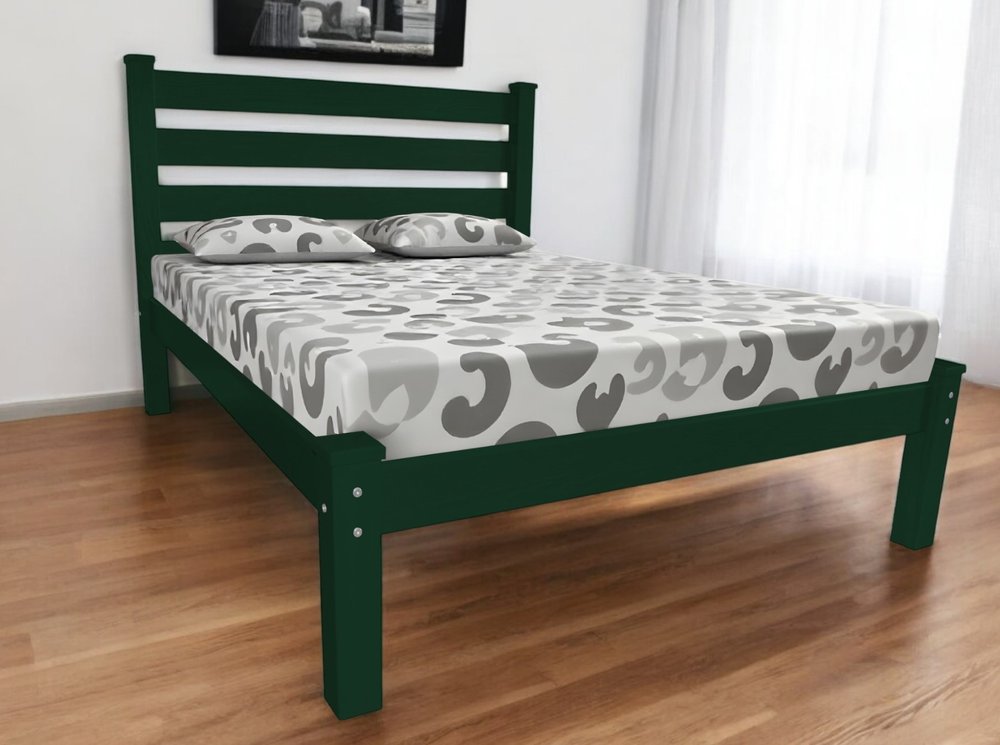 Dark Green Solid Wood Twin Bed Frame